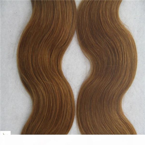 

medium brown color tape in hair extensions 10-30 inchs brazilian human hair weft tape in body wave hair extensions, Black