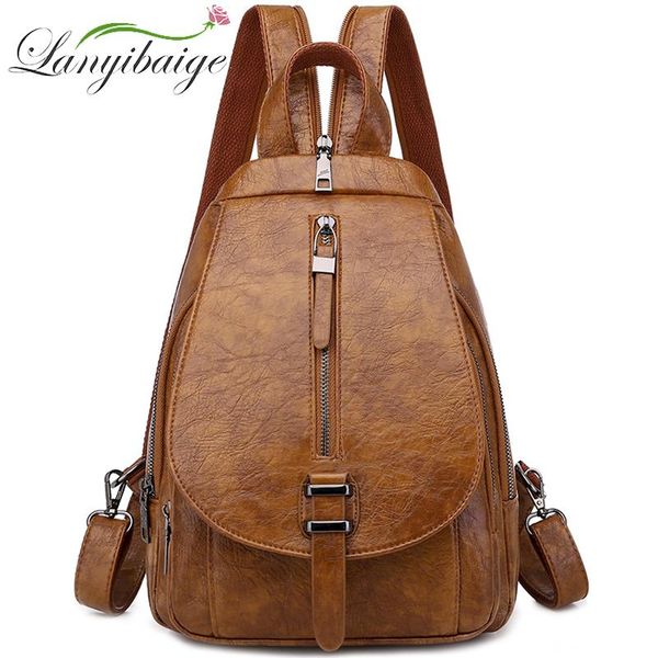 

lanyibaige новый стиль моды для женщин рюкзак высокого качества пу кожаный рюкзак большой емкости путешествия рюкзак для женщин 2020 yxlzps