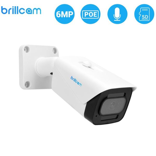 

brillcam 6mp poe ip camera micro sd recording waterproof night vision with deep learning human intrusion and motion detection