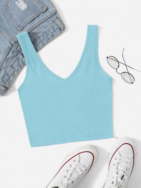 

solid rib-knit tank 98vw#, White