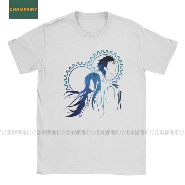 

sport men t-shirt okabe and kurisu steins gate cotton tees short sleeve anime mayuri makise manga daru rintaro nyannyan game t shirts