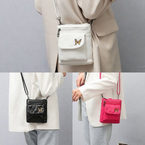 

v19kf 2020 women's shoulde washed messenger large capacity ol commuter leather shoulder soft leather crossbody embroidery multi-functio