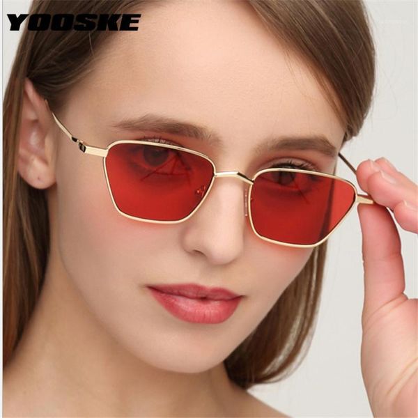 

YOOSKE Square Sunglasses Women Men Design Metal Sun Glasses Vintage Small Glasses Female Male Fashion Eyewear UV4001, White;black