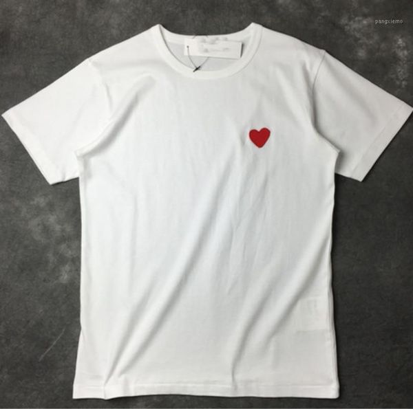 

men's women's couple new embroidery love heart t-shirt round neck cotton long-sleeved youth casual fashion trend tee1, White;black