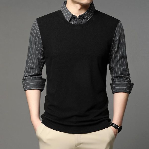 

2020 new spring and autumn men long-sleeved sweater men's loose knitted sweaters 857, White;black