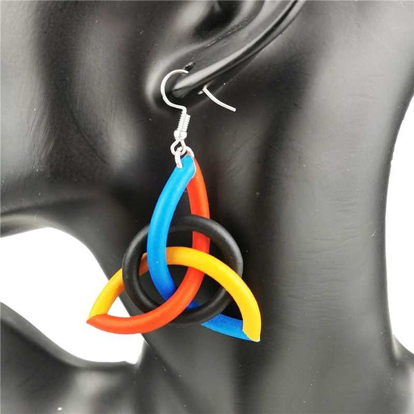 

ukebay new geometric drop earrings for women multicolor rubber earrings handmade jewelry boho ethnic earring accessories jewelry, Silver