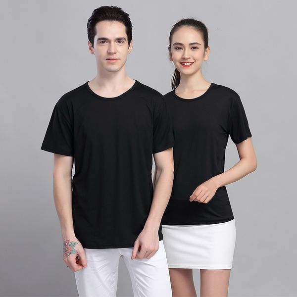 

men's round neck short sleeve polo t-shirt advertising shirt corporate culture embroidery, White;black