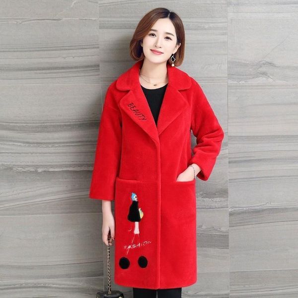 

natural sheepskin coat fashion women fashion women 2020 winter real real fur coat long wool1, Black