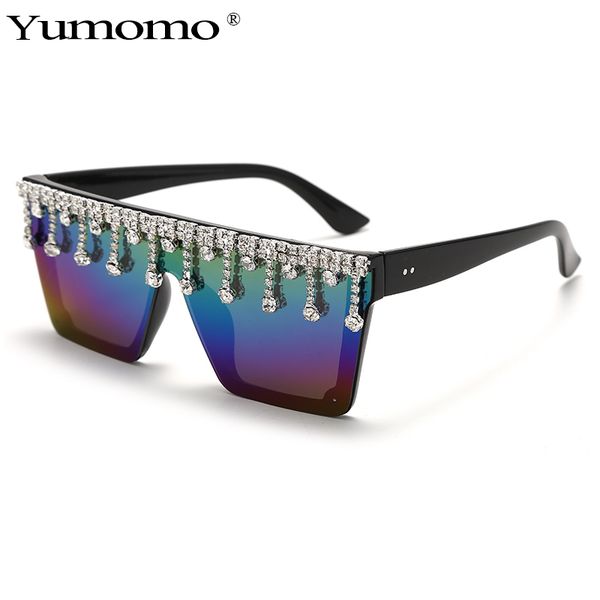 

oversized diamond women 2020 rivet goggle men sun glasses gradient square vintage sunglasses brand designer uv400