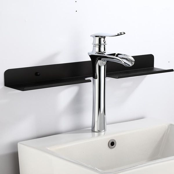 

bathroom storage & organization modern black shelf faucet wall-mount rack mirror front washbasin kitchen rack1