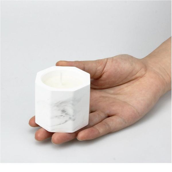 

1pcs marbled plaster scented soy candles candlestick aromatherapy for party gifts birthday wedding decoration christmas jllnbw