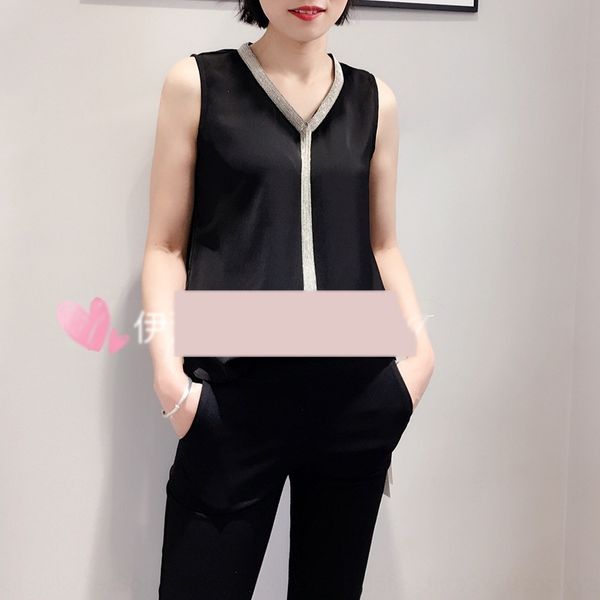 

iluozi 2019 summer women's korean style chiffon temperament coat t-shirt camisole sleeveless t-shirt for women nnise, White