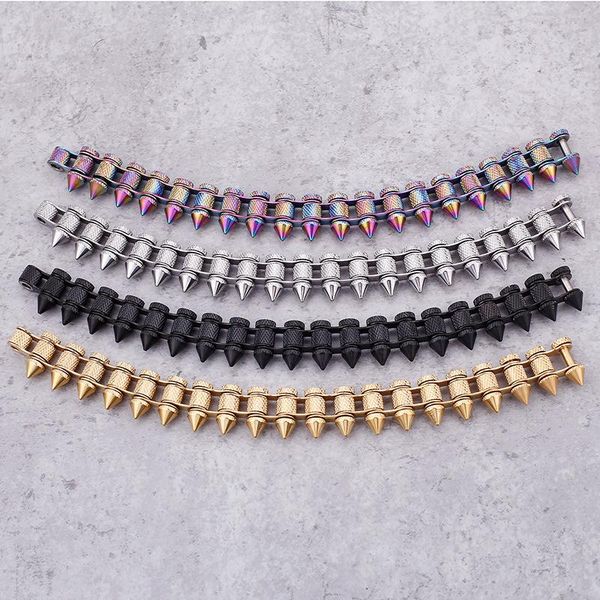 

new domineering titanium steel men's bracelets alternative bicycle chain jewelry, Black