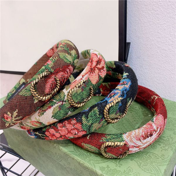 

vintage floral designer headbands metal letter hair hoop women sports headband for hair jewelry gifts, Silver