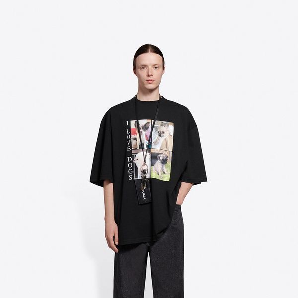 

fashion paris summer france print i love men cotton p vintage tshirt shirt dogs short women sleeve t europe casual streetwear sprin ofqm, Black