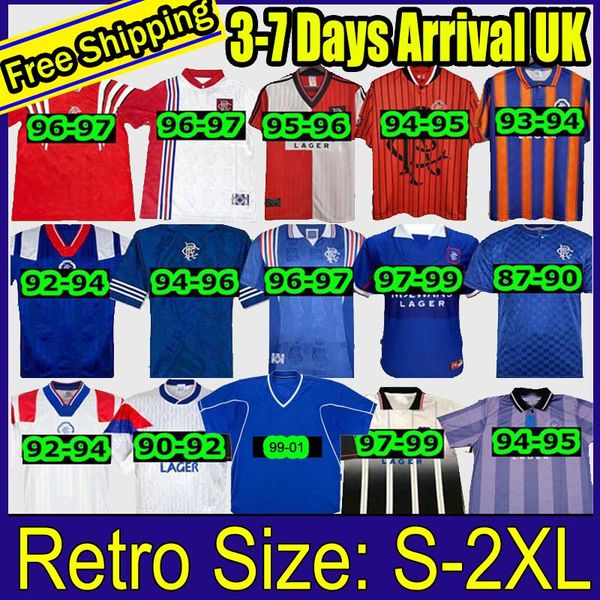 

glasgow rangers retro jerseys 1987 1990 1992 1994 1995 1996 special edition 92 94 blue vintage kits gascoigne classic football shirts, Black;yellow