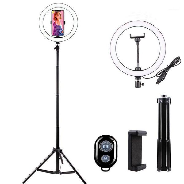 

flash heads 13inch 33cm video light dimmable led selfie ring usb lamp wireless bluetooth pography with 1.6m tripod stand1
