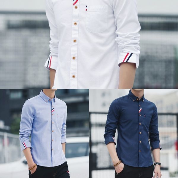 

zekkp cotton business shirt men's fashion long version slim and simple leisure shirt and autumn new men's wedding korean sleeve sp, Blue