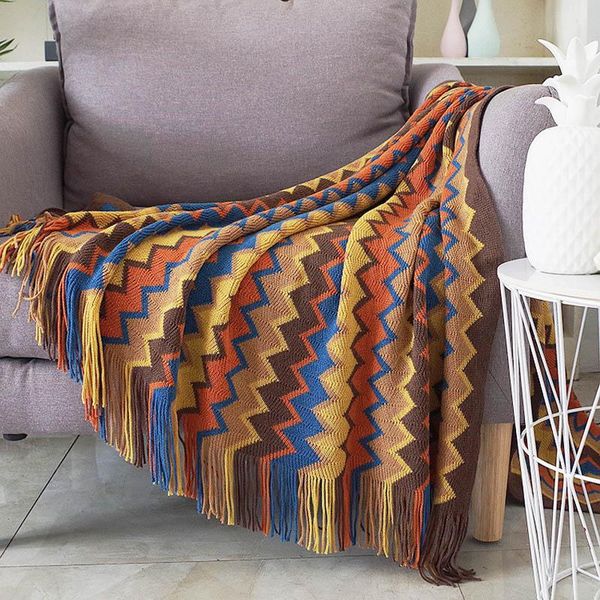 

wave knitted tassel home bedding blanket quilt baby comforter bathing wraps sofa lounge chair covering
