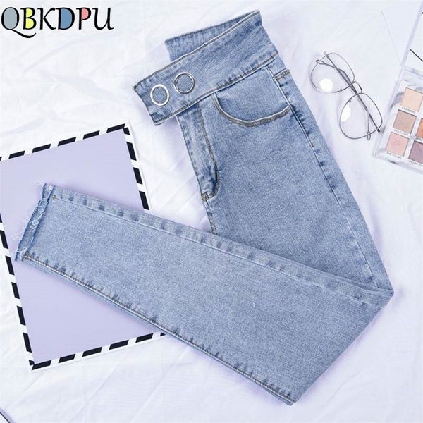 Sıska streç kot kadın için yüksek bel artı boyutu kalem pantolon retro mavi denim pantolon yeni annemin sonbahar ayak bileği pantolon LJ201013