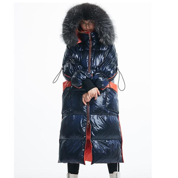 

90% белая утка вниз куртка 2020 марка зимы женщин пуховик long luxury женский parka с капюшоном сыпучие теплый ladies вниз coatx1016, Black;brown