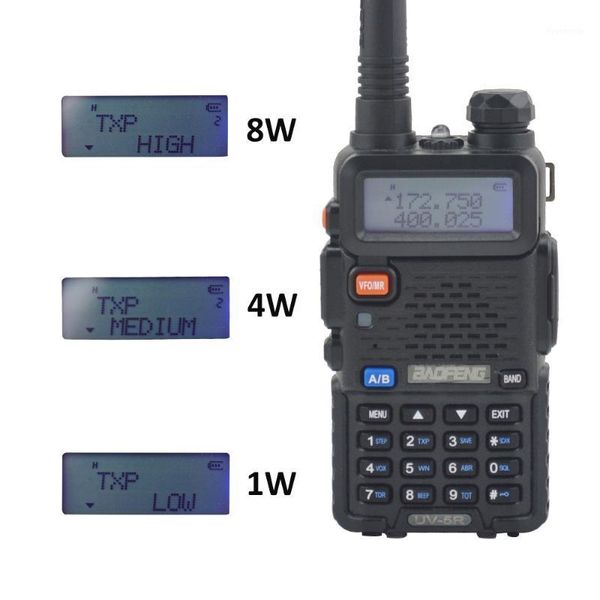 

baofeng walkie talkie uv-5r 8w vhf uhf dual band fm portable two way radio 128ch with earpiece1
