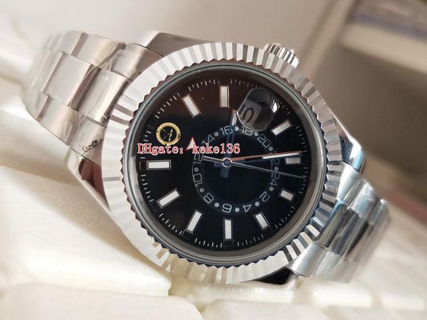 

excellent 2 colors watch 42mm m326934-0005 326934 stainless black dial gmt working asia 2813 movement mechanical automatic mens watches men, Slivery;brown