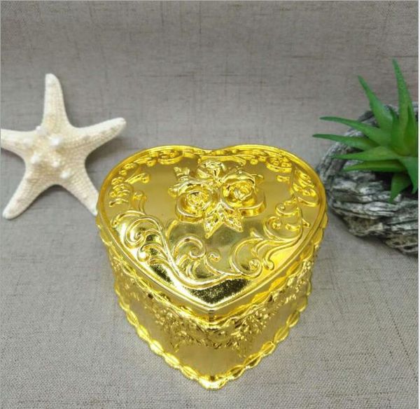 

golden silver heart shape plastic flower bridal shower chocolate boxes ,lj4
