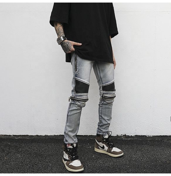 

oem fog private blue drop shipping stock brand skinny biker denim men jeans