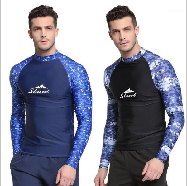 

rashguard men surf diving suit swim shirts upf 50+ beach long sleeve rash guard wetsuit printed sun tight1