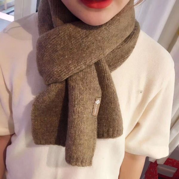 

winter versatile knitting wool short student small scarf fresh soft girl warm neck, Blue;gray