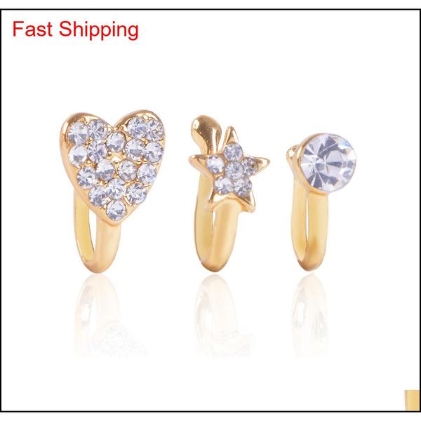

clip on nose ring piercing jewelry fashion body jewelry diamond-shaped heart-shaped new nose, non-porous qylodl nana_shop, Silver