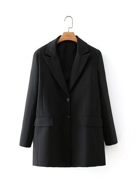 

2021 new 27708 europe and united states women's clothing wholesale fall black split on back of the suit keay, Black;brown