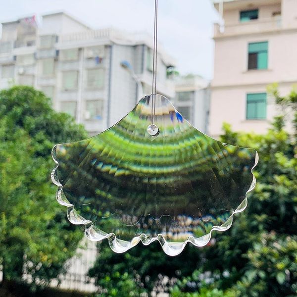 

100mm glass ginkgo biloba peacock tail crystals prism suncatcher for windows decor pendants chandelier parts wedding home decor h bbyzhu