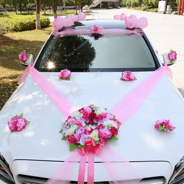 

decorative flowers & wreaths 7pcs artificial for wedding car wreath silk rose fake decoration1