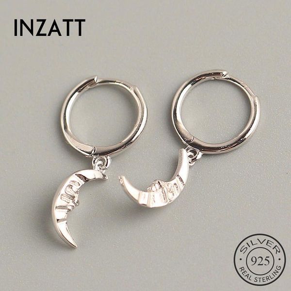 

hoop & huggie inzareal 925 sterling silver moon earrings for fashion woman party fine jewelry geometric minimalist accessories gift, Golden;silver