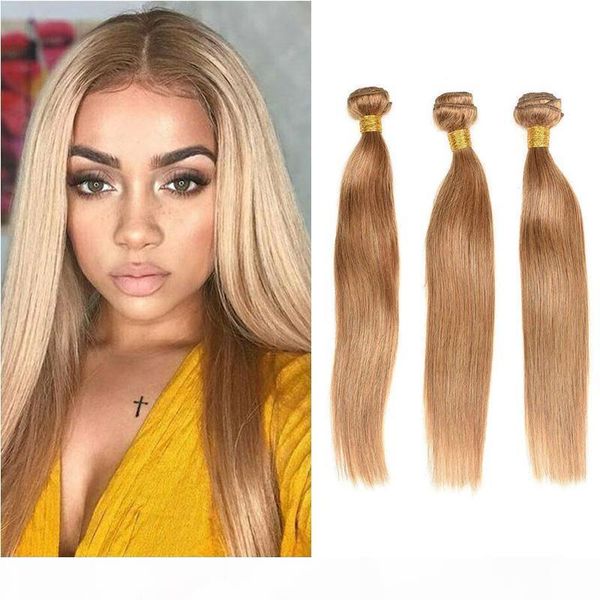 

new arrive brazilian honey blonde hair bundles #27 colored straight human hair extension unprocessed brazilian virgin hair weaves, Black