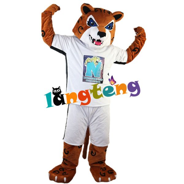 Mascote Costumes730 Tigre em branco sportswear leopardo mascote traje profissional roupa de banda desenhada