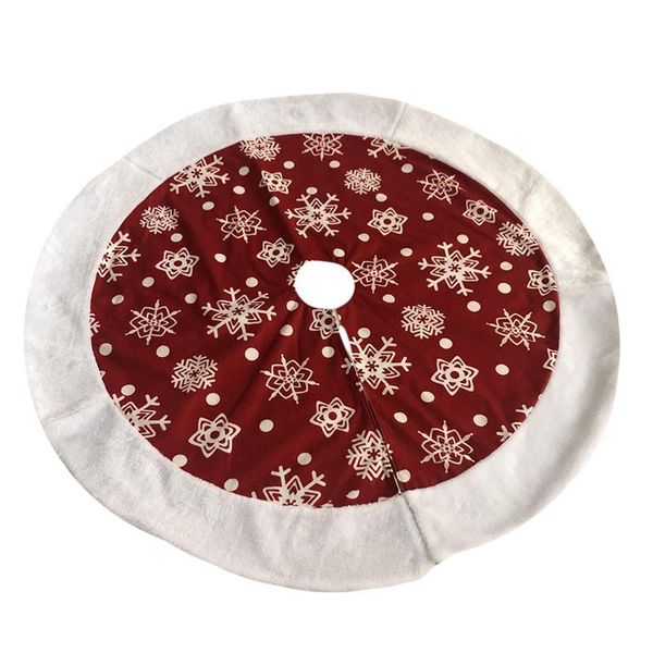 

1 pc christmas decoration printed snowflake white border christmas tree skirt