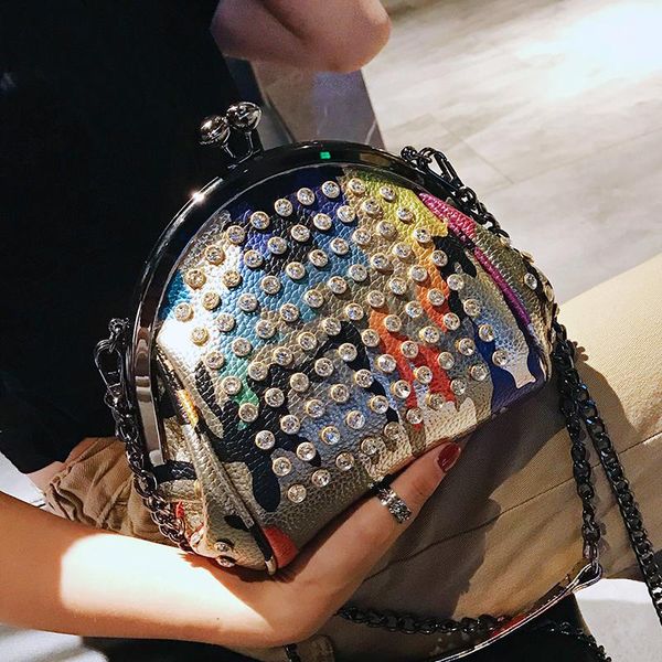 

2020 fashion women bag pu leather diamonds shoulder bag chain shell messenger female tote crossbody bags for girls bg41 q4