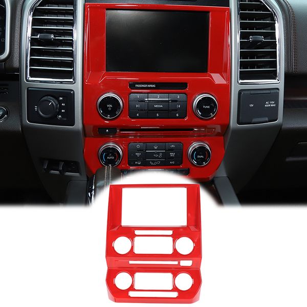 

red car central control navigation panel dcoration cover for ford f150 15+ auto interior accessories
