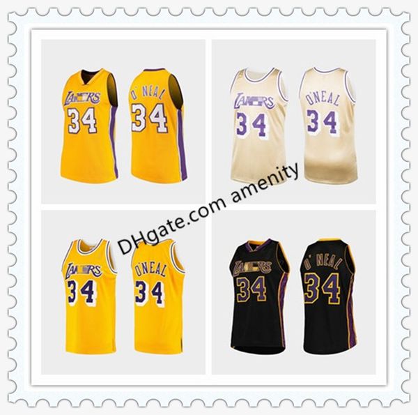 

мужчины лос-анджелес лейкерс neal 1999-2000 классика баскетбольного джерси лиственных золот шакила, Black