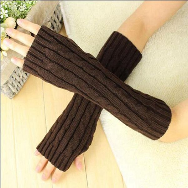 

five fingers gloves winter fashion wrist arm hand warmer knitted long fingerless mitten motor women without femme gifts, Blue;gray