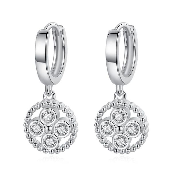

hoop & huggie fashion women temperament round pendant zircon earrings banquet personality wild dress jewelry accessories, Golden;silver