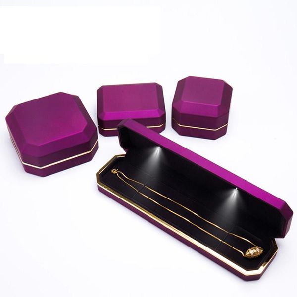 

long led jewelry bracelet display box engagemen gift storage jewellery necklace boxes and packaging new arrivals, Pink;blue