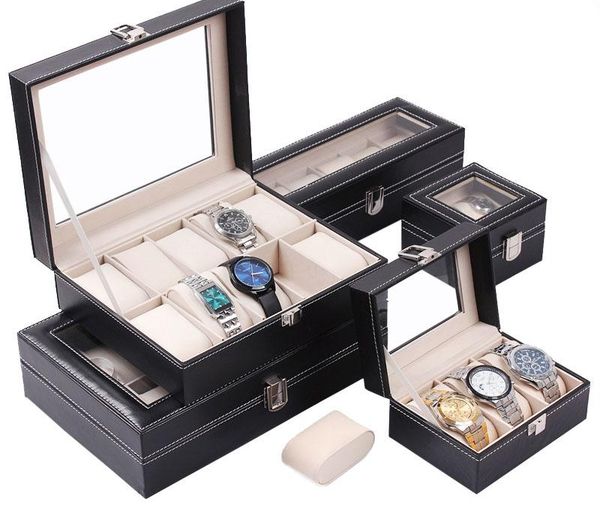 

luxury black pu leather jewelry watch display boxes bracelet bangle holder storage organizer55, Black;white