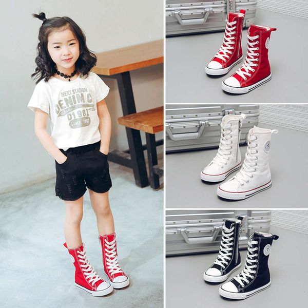 

and 2020 spring children's canvas high boys' girls' board white ball watch performance walk show street dance cloth sho, Black;red