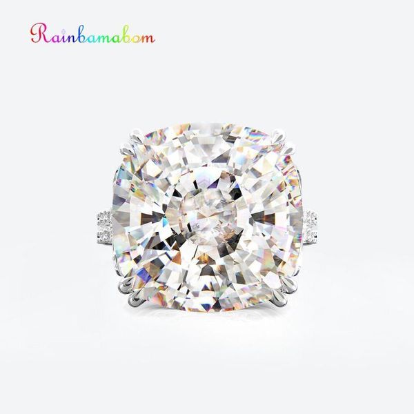 

rainbamabom vintage 925 sterling silver created moissanite gemstone wedding engagement couple ring jewelry party wholesale1, Golden;silver