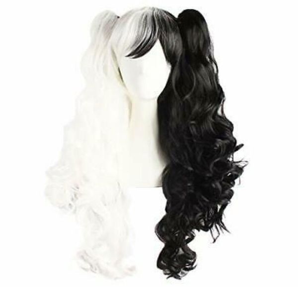 Çok renkli Lolita Uzun Kıvırcık Klip Ponytails Cosplay Peruk