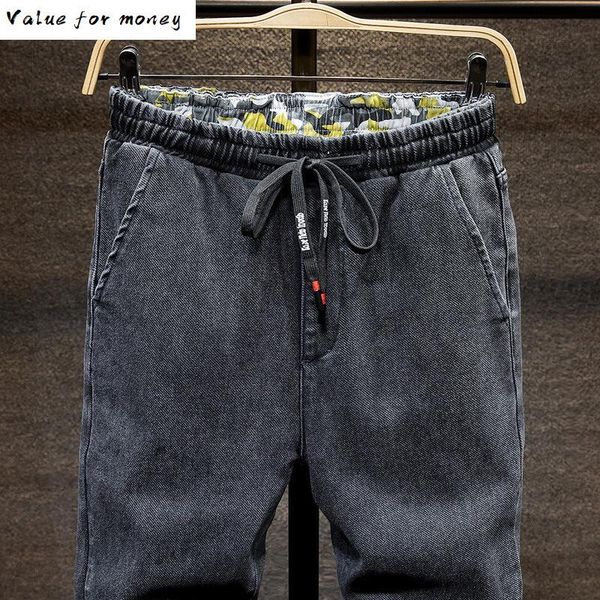 

джинсы гарем fall мужской stretch студент черный ноги брюки мужчины 6xl 5xl повседневные брюки бисера, Blue